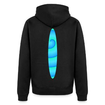 Abstraktes Spiral-Surfbrett - Unisex Premium Bio Zip Hoodie - Schwarz - Hinten - Nico (187cm)
