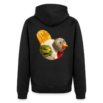Ptaszek_SpokoLoko - Unisex Premium Bio Zip Hoodie - Schwarz - Hinten - Nico (187cm)