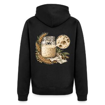 Lebendige Kultur – Sauerteigillustration - Unisex Premium Bio Zip Hoodie - Schwarz - Hinten - Nico (187cm)
