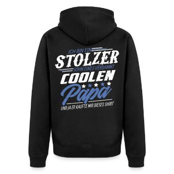 Stolzer Sohn eines verdammt coolen Vater - Unisex Premium Bio Zip Hoodie - Schwarz - Hinten - Nico (187cm)