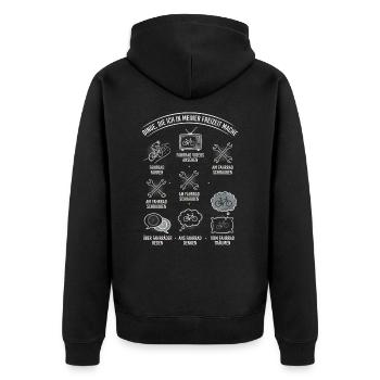 Fahrrad Dinge Die Ich In Meiner Freizeit Mache - Unisex Premium Bio Zip Hoodie - Schwarz - Hinten - Nico (187cm)
