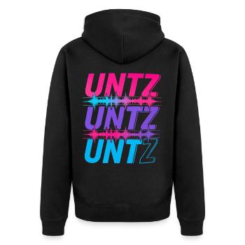 UNTZ UNTZ UNTZ Techno Raver Goa Trance Festival - Unisex Premium Bio Zip Hoodie - Schwarz - Hinten - Nico (187cm)
