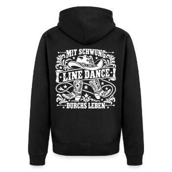 Line Dance Lebensfreude - Unisex Premium Bio Zip Hoodie - Schwarz - Hinten - Nico (187cm)