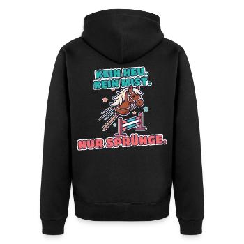Hobby Horsing Steckenpferd Springen - Unisex Premium Bio Zip Hoodie - Schwarz - Hinten - Nico (187cm)