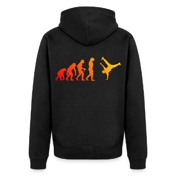 Geschenkidee für einen Hip-Hop-Tänzer mit B-Boying - Unisex Premium Bio Zip Hoodie - Schwarz - Hinten - Nico (187cm)
