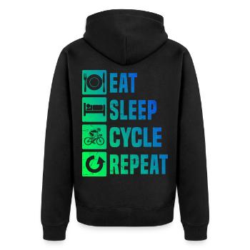 Geschenkidee für einen Roadbike mit Roadbike - Unisex Premium Bio Zip Hoodie - Schwarz - Hinten - Nico (187cm)