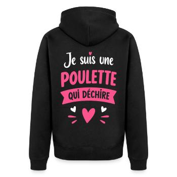 Ich bin ein Mädchen, das tränt - Unisex Premium Bio Zip Hoodie - Schwarz - Hinten - Nico (187cm)