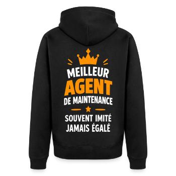Bester Wartungsagent - Unisex Premium Bio Zip Hoodie - Schwarz - Hinten - Nico (187cm)