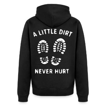 Ein wenig Dreck tut nie weh - Unisex Premium Bio Zip Hoodie - Schwarz - Hinten - Nico (187cm)