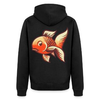Goldfisch mit großen Flossen – Retro - Unisex Premium Bio Zip Hoodie - Schwarz - Hinten - Nico (187cm)