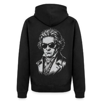 Beethoven-Porträt - Unisex Premium Bio Zip Hoodie - Schwarz - Hinten - Nico (187cm)