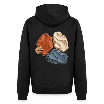 Spuren im Ton – Keramische Texturen - Unisex Premium Bio Zip Hoodie - Schwarz - Hinten - Nico (187cm)