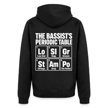 Der leidenschaftliche Bassist Periodic Table Music Lover - Unisex Premium Bio Zip Hoodie - Schwarz - Hinten - Nico (187cm)