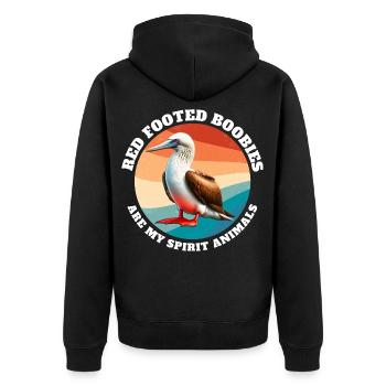 Lustige Rotfusstölpel Sprüche - Unisex Premium Bio Zip Hoodie - Schwarz - Hinten - Nico (187cm)
