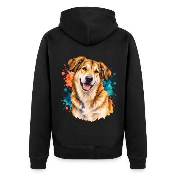 Mackenzie River Husky - Unisex Premium Bio Zip Hoodie - Schwarz - Hinten - Nico (187cm)