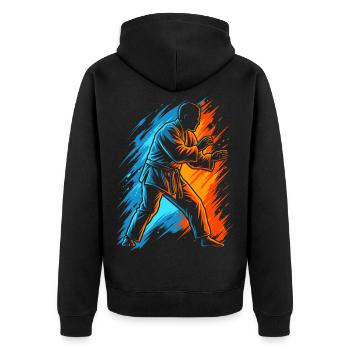 Judoka Kampfsport Jungen Herren Kinder Judo - Unisex Premium Bio Zip Hoodie - Schwarz - Hinten - Nico (187cm)