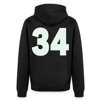Zahl 34 Mint Minimal - Unisex Premium Bio Zip Hoodie - Schwarz - Hinten - Nico (187cm)
