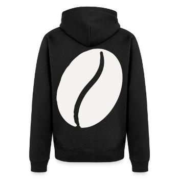 Kaffeebohne Linienminimalistik - Unisex Premium Bio Zip Hoodie - Schwarz - Hinten - Nico (187cm)