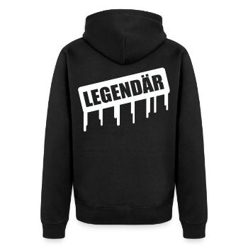 Legendär Graffiti Drip - Unisex Premium Bio Zip Hoodie - Schwarz - Hinten - Nico (187cm)