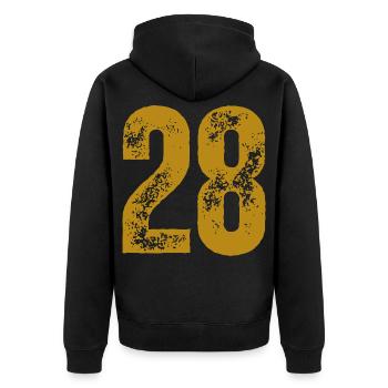 28 - Unisex Premium Bio Zip Hoodie - Schwarz - Hinten - Nico (187cm)