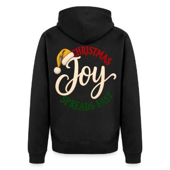 Christmas Joy Spreads Fast Weihnachten Familie - Unisex Premium Bio Zip Hoodie - Schwarz - Hinten - Nico (187cm)