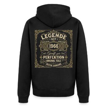 Legende seit 1966 Geburtstag Jahrgang 1966 T-Shirt - Unisex Premium Bio Zip Hoodie - Schwarz - Hinten - Nico (187cm)