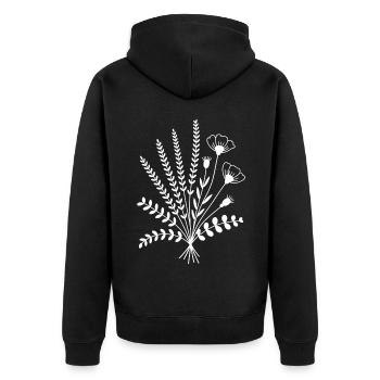 Schwarzweißer Blumenstrauß - Unisex Premium Bio Zip Hoodie - Schwarz - Hinten - Nico (187cm)