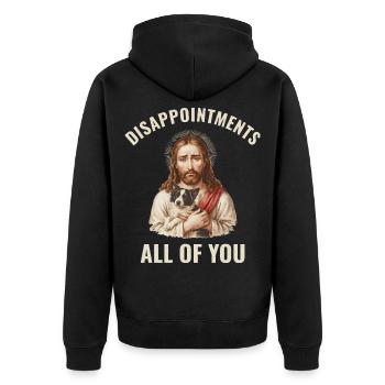 Disappointments Jesus mit Border Collie - Unisex Premium Bio Zip Hoodie - Schwarz - Hinten - Nico (187cm)