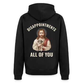Disappointments Jesus mit Windhund - Unisex Premium Bio Zip Hoodie - Schwarz - Hinten - Nico (187cm)