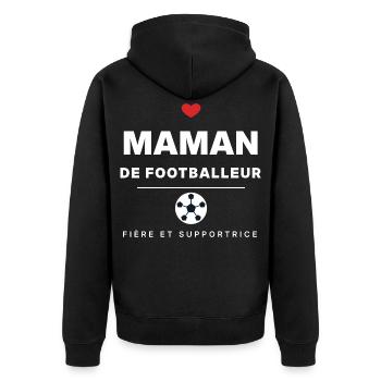 Fußball-Mama – Fußball-Mama-Geschenk - Unisex Premium Bio Zip Hoodie - Schwarz - Hinten - Nico (187cm)