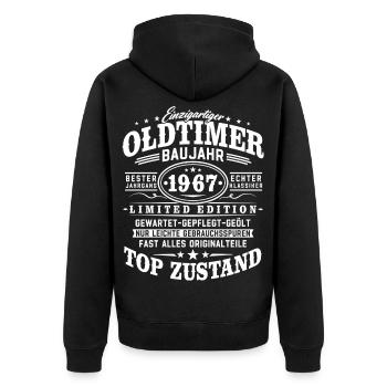 Oldtimer Baujahr 1967 Jahrgang Geburtstag Geschenk - Unisex Premium Bio Zip Hoodie - Schwarz - Hinten - Nico (187cm)