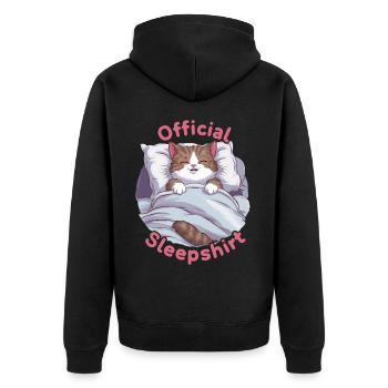 Offizielles Katzen-schlafshirt - Unisex Premium Bio Zip Hoodie - Schwarz - Hinten - Nico (187cm)