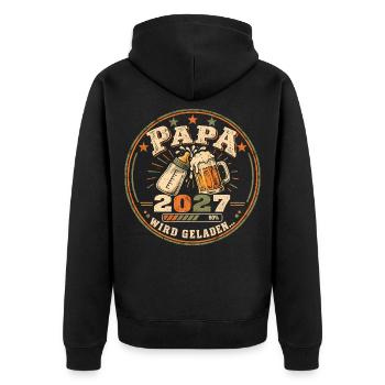 Bald Papa 2027 Baby Bottle and Jug - Unisex Premium Bio Zip Hoodie - Schwarz - Hinten - Nico (187cm)