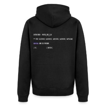 Lustiger Programmierer Spruch New Gen Same Old Pro - Unisex Premium Bio Zip Hoodie - Schwarz - Hinten - Nico (187cm)