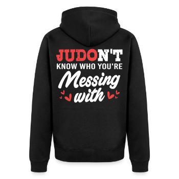 Judo - Unisex Premium Bio Zip Hoodie - Schwarz - Hinten - Nico (187cm)
