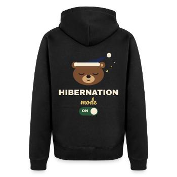 Hibernation Mode On – Winterschlaf-Bär - Unisex Premium Bio Zip Hoodie - Schwarz - Hinten - Nico (187cm)