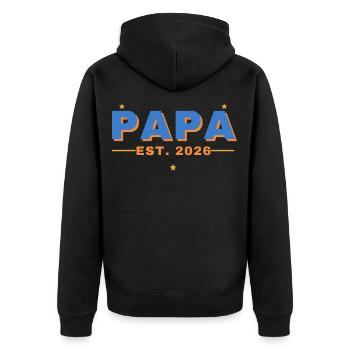 Papa Est. 2026 – Papa seit 2026 - Unisex Premium Bio Zip Hoodie - Schwarz - Hinten - Nico (187cm)