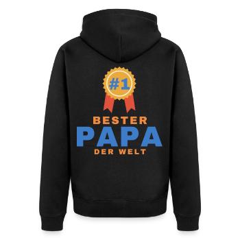 Bester Papa der Welt – Geschenk für Papa - Unisex Premium Bio Zip Hoodie - Schwarz - Hinten - Nico (187cm)