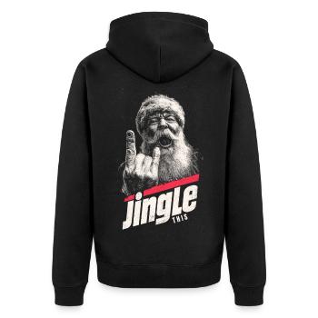 Jingle this - Unisex Premium Bio Zip Hoodie - Schwarz - Hinten - Nico (187cm)