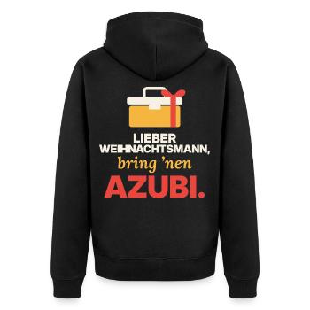 Lieber Weihnachtsmann, bring 'nen Azubi - Unisex Premium Bio Zip Hoodie - Schwarz - Hinten - Nico (187cm)