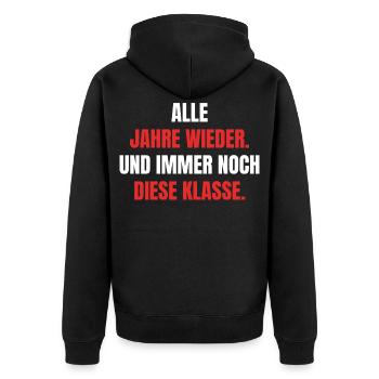 Diese Klasse - Unisex Premium Bio Zip Hoodie - Schwarz - Hinten - Nico (187cm)