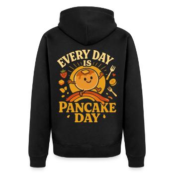 Every Day Is Pancake Day - Unisex Premium Bio Zip Hoodie - Schwarz - Hinten - Nico (187cm)
