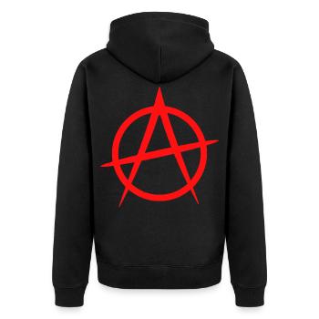 Antifa gegen Nazis Protest - Unisex Premium Bio Zip Hoodie - Schwarz - Hinten - Nico (187cm)
