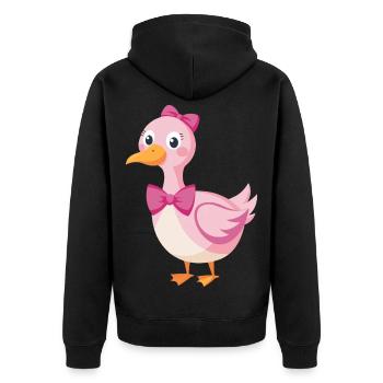 Rosa Schleife Dumme Gans - Unisex Premium Bio Zip Hoodie - Schwarz - Hinten - Nico (187cm)