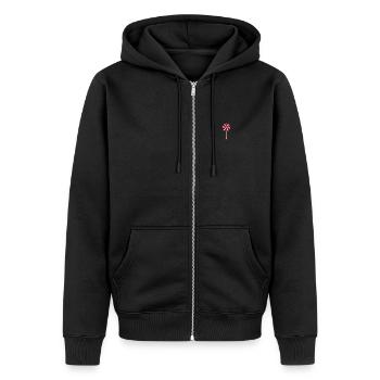 Lollipop embroidered - Unisex Premium Organic Zip Hoodie - black - Front - Nico (187cm) & Julia (174cm)