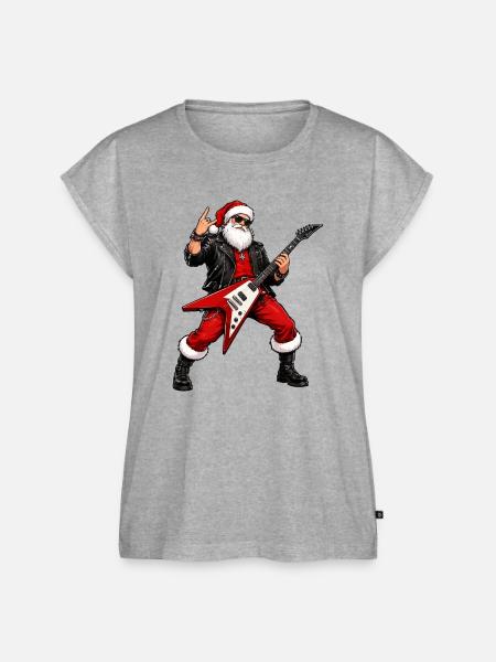 Rockender Weihnachtsmann mit Flying-V - Frauen Premium Bio Top - Grau meliert