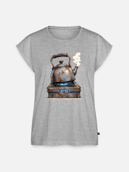 Rostiger Teekessel auf Gasherd - Frauen Premium Bio Top - Grau meliert