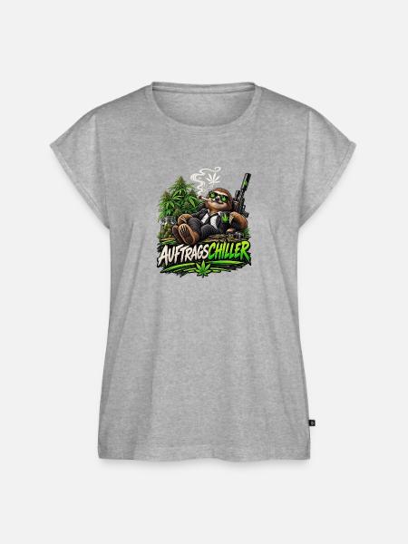 Auftragschiller – Faultier mit Cannabis-Humor - Frauen Premium Bio Top - Grau meliert