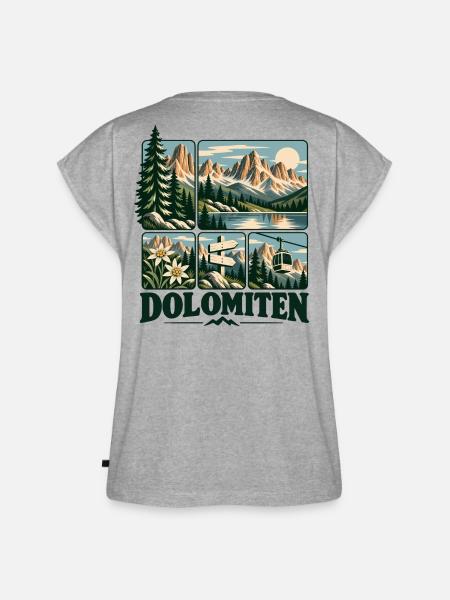 Dolomiten Alpine Adventure - Frauen Premium Bio Top - Grau meliert