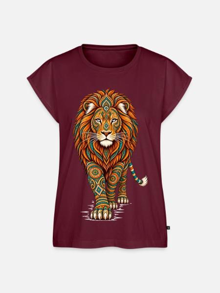 Mandala Löwe Zen Spirituell Boho - Frauen Premium Bio Top - Burgunderrot
